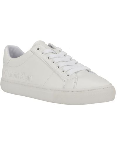 Calvin Klein Camzy Round Toe Lace-up Casual Sneakers - White