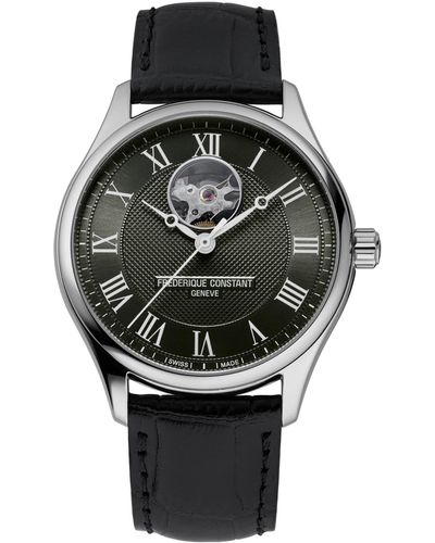 Frederique Constant Swiss Automatic Classics Heart Beat Black Leather Strap Watch 40mm