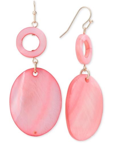 Style & Co. Gold-tone Rivershell Statement Earrings - Pink