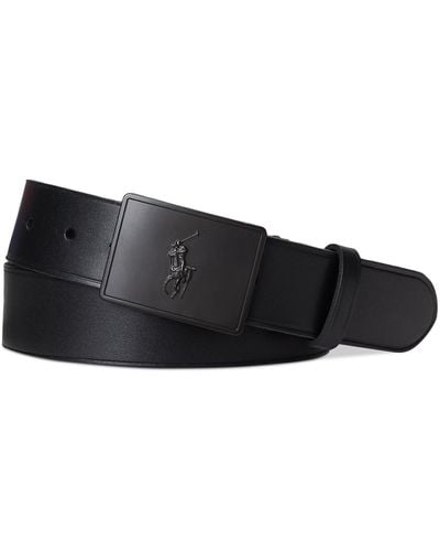 Polo Ralph Lauren Plaque-buckle Leather Belt - Black