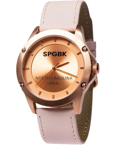 SPGBK WATCHES Elizabeth Three Hand Quartz Rose Leather Watch 44mm - Brown