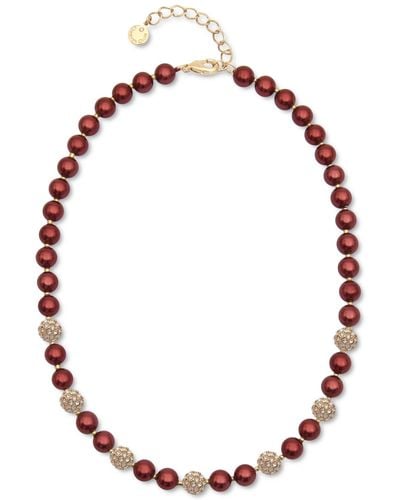 Charter Club Gold-tone Pave Fireball & Imitation Pearl Collar Necklace - Metallic