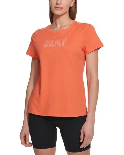 DKNY Sport Cotton Embellished-logo T-shirt - Orange
