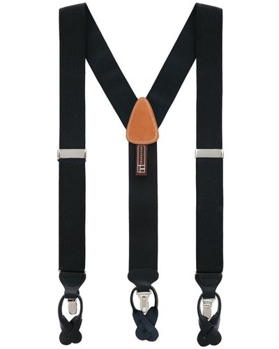 Trafalgar Classic Solid Color 38mm Convertible Suspenders - Black