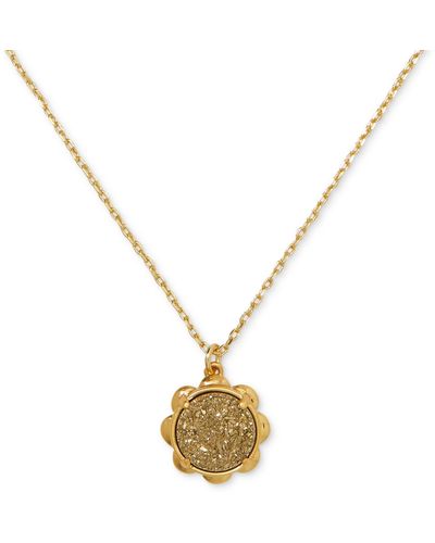 Kate Spade Gold-tone Stone Flower Pendant Necklace - Metallic