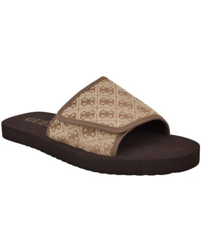 Guess Hartz Branded Fashion Slide Sandals - Brown