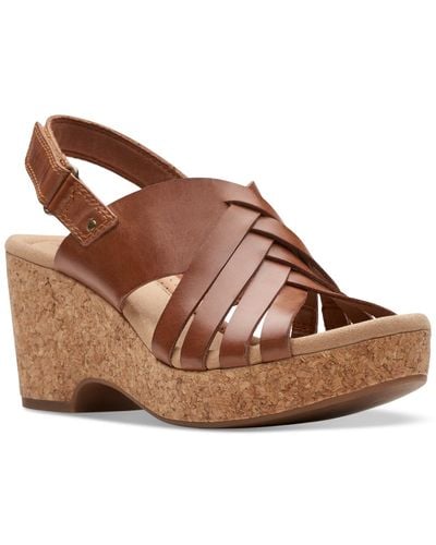 Clarks Giselle Ivy Wedge Sandals - Brown