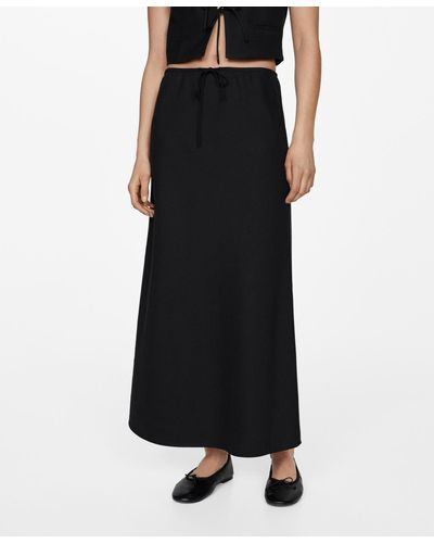 Mango Long Adjustable Bow Skirt - Black