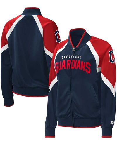 Starter Cleveland Guardians Touchdown Raglan Full-zip Track Jacket - Blue