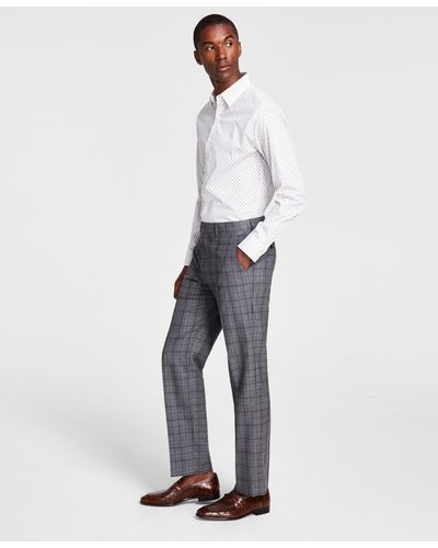 Michael Kors Plaid Classic-fit Wool Stretch Suit Separate Pants - White