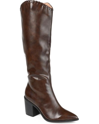 Journee Collection Daria Extra Wide Calf Western Boots - Brown