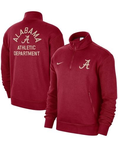 Nike Alabama Tide Campus Athletic Department Quarter-zip Sweatshirt - Red