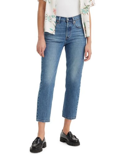 Levi's 501 Cropped Straight-leg High Rise Jeans - Blue