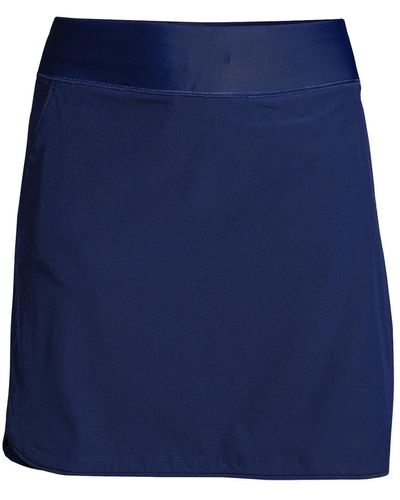 Lands' End Plus Size Quick Dry Board Skort Swim Skirt - Blue