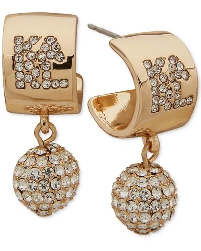 Karl Lagerfeld Gold-tone Crystal Karl Ball Drop Earrings - Metallic