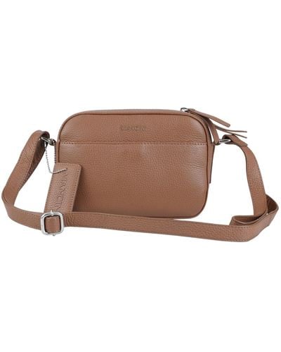 Mancini Pebbled Collection Clara Leather Small Crossbody Bag - Brown