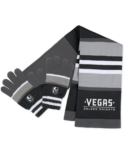 WEAR by Erin Andrews Vegas Golden Knights Stripe Glove And Scarf Set - Black