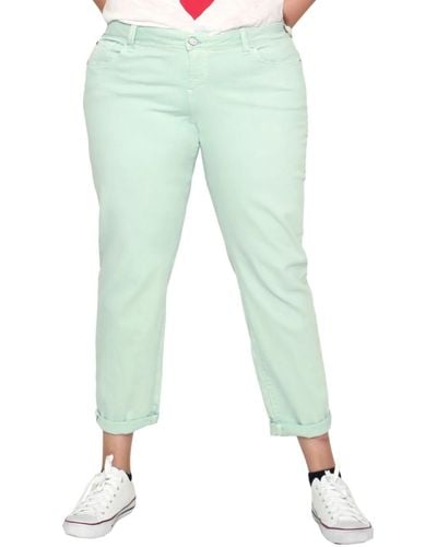Slink Jeans Plus Size Mid Rise Boyfriend Jeans - Green