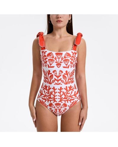 Jessie Zhao New York Red Coral Reversible One-piece Swimsuit