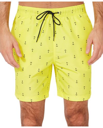 Nautica Quick-dry Anchor-print 8" Swim Trunks - Yellow