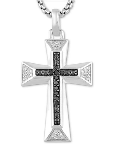 Macy's Black & White Diamond Cross 22" Pendant Necklace (1/5 Ct. T.w.