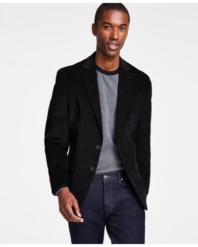 Michael Kors Classic-fit Stretch Corduroy Solid Sport Coat - Black