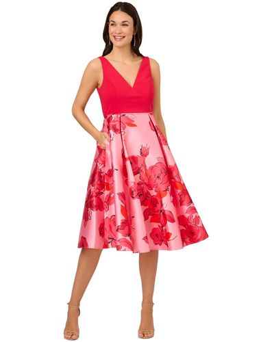 Adrianna Papell Printed Midi Dress - Red