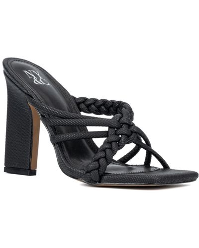 New York & Company Dalia Braided Strap Heel Sandals - Black
