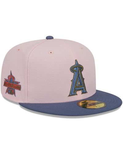 KTZ Pink, Blue Los Angeles Angels Olive Undervisor 59fifty Fitted Hat