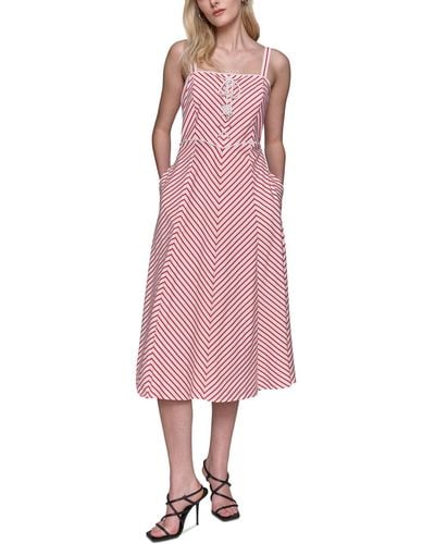 Karl Lagerfeld Striped Square-neck Dress - Pink