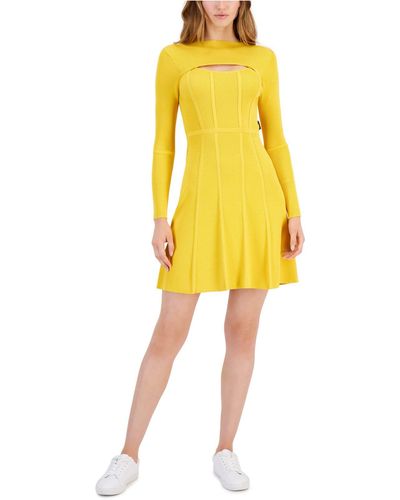 HUGO Cutout Sweater Dress - Yellow