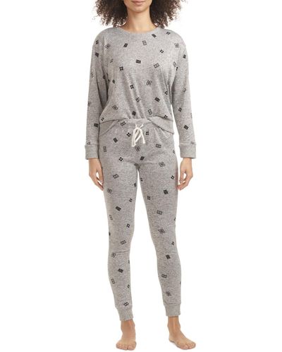 Tommy Hilfiger Hacci Printed Pajama Set - Gray