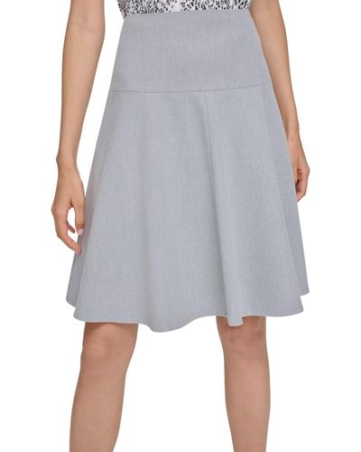 Calvin Klein Petite Gray Knee-length Side-zip Skirt