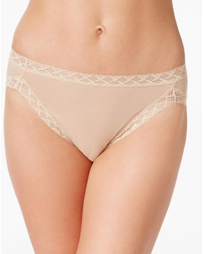 Natori Bliss Lace-trim Cotton French-cut Brief Underwear 152058 - Natural