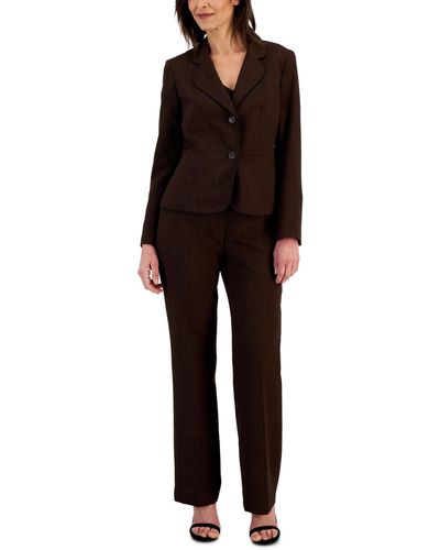 Le Suit Women's Petite Straight-Leg Tonal-Striped Pants Suit (12P, Dark  Canvas)