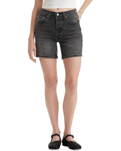Levi's 501 Mid-thigh High Rise Straight Fit Denim Shorts - Gray