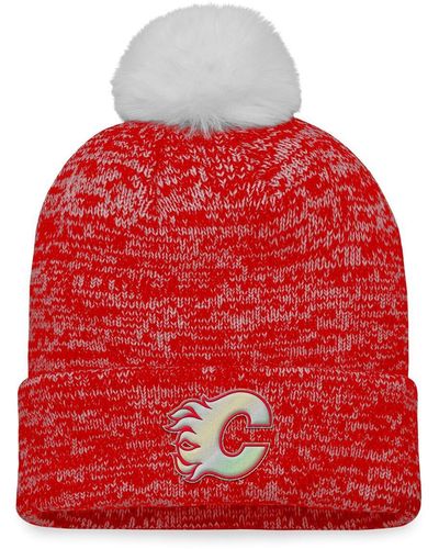 Fanatics Calgary Flames Glimmer Cuffed Knit Hat - Red