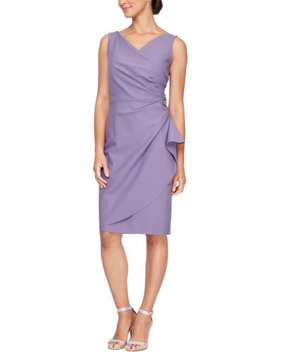 Alex Evenings Compression Embellished Ruched Sheath Dress - Purple
