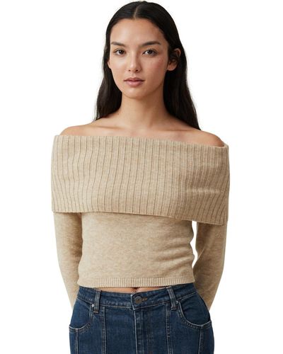 Cotton On Everfine Off The Shoulder Pullover Sweater - Natural
