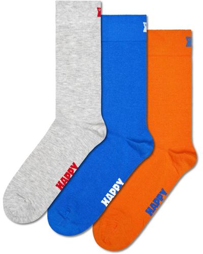 Happy Socks 3-pack Solid Socks - Blue