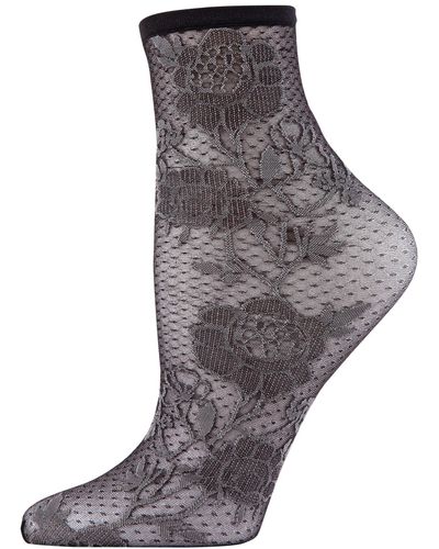 Natori Chantilly Sheer Shortie Socks - Gray