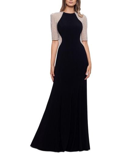 Xscape Beaded Colorblocked Gown - Black