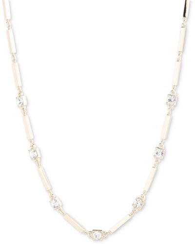 Lauren by Ralph Lauren Gold-tone Bar & Crystal Collar Necklace - White