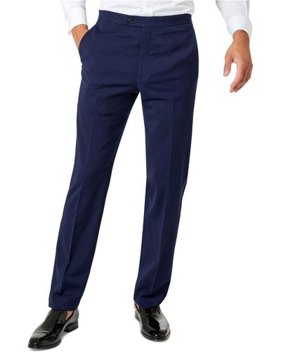 Tommy Hilfiger Modern-fit Flex Stretch Black Tuxedo Pants - Blue
