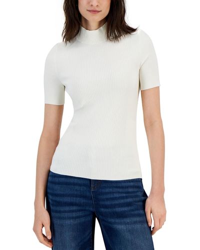 HUGO Solid Short Sleeve Turtleneck Sweater - White