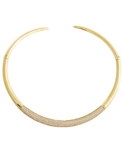 By Adina Eden Pave Accented Graduated Collar Choker Necklace - Metallic