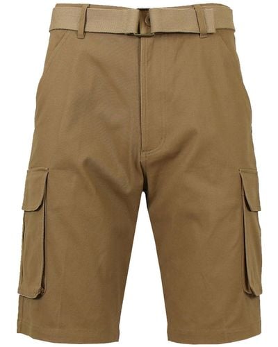 Galaxy By Harvic Flat Front Belted Cotton Cargo Shorts - Multicolor