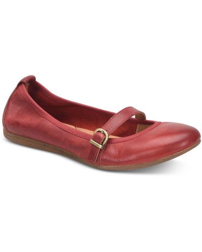Born Curlew Mary Jane Leather Flat - Red