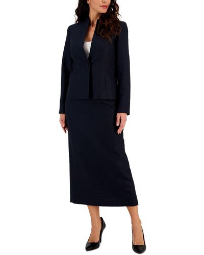 Le Suit Shimmer Tweed Skirt Suit - Blue