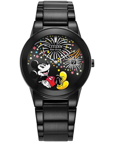Citizen Eco-drive Unisex Disney Mickey Mouse Black Stainless Steel Bracelet Watch 40mm - Gray